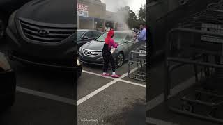 Grocery employee SMASHES smoke filled car 😱 [upl. by Aivlis]