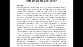 Overflow Detectable Floating Point Fully Homomorphic Encryption [upl. by Ehrsam550]