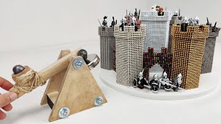 Magnetic Catapult VS Castle of Minas Tirith LOTR Battle  Magnetic Games [upl. by Egbert671]