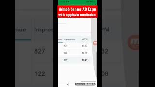 admob banner ad Ecpm with applovin mediation shorts shortvideo admob applovin makemoneyonline [upl. by Eichman]