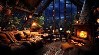 Heavy Thunderstorm with Wind Rain amp Lightning  Sleeping Cats and a Cozy Cabin in the Mountains [upl. by Chandler]