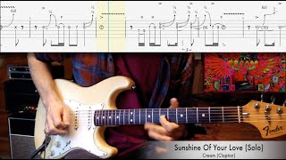 Sunshine Of Your Love  Eric ClaptonCream Solo Riffs and TAB [upl. by Cita997]