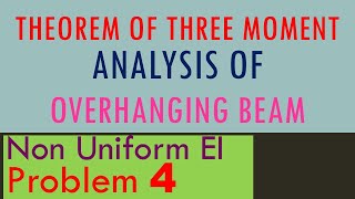 Theorem of Three Moments  Overhanging beam  One end Fixed Beam  Nonuniform EI  Analysis [upl. by Verdie859]