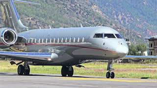 VistaJet VJT294 Bombardier Global 6000 Approach amp Landing at Paro  Abu Dhabi to Bhutan [upl. by Anaid]