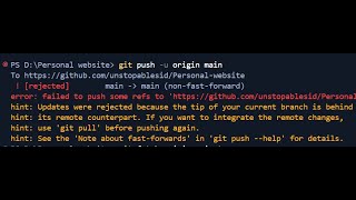 rejected main  main nonfastforwarderror failed to push some refs to [upl. by Jemma]