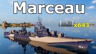 World of WarShips Marceau  3 Kills 220K Damage [upl. by Enirhtak]