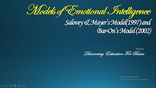 Emotional Intelligence Model  Salovey amp Mayers Model 1997 and BarOns Model 2002 In Bengali [upl. by Gerrald]