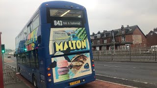 nice thrash Transdev York Volvo B5TL Wright eclipse Gemini 3 3631 BT66 MVO route 843 Coastliner [upl. by Cranston753]