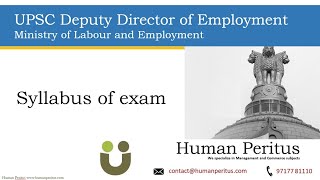 UPSC Deputy Director of Employment exam 2023 Syllabus [upl. by Arej]