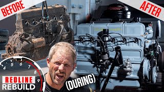 Rusty to running Chevy Stovebolt 6 engine rebuild time lapse  Redline Rebuild S3E5 [upl. by Weslee]