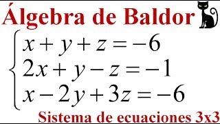 Sistema de ecuaciones 3x3 Determinantes Regla de Sarrus Baldor 1882 [upl. by Norman]