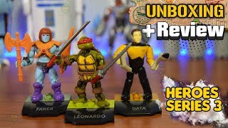 Unboxing amp Review  Heroes Series 3  Leonardo  Faker  Data  Mega Construx [upl. by Ninette]