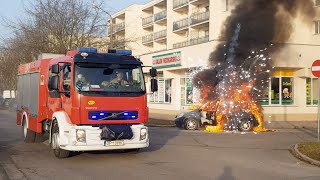 Pożar samochodu i akcja gaśnicza JRG 1 w Opolu [upl. by Anival]