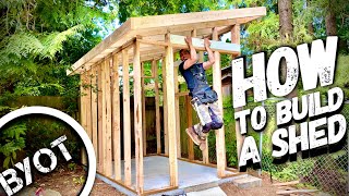 BUILDING A LEAN TO SHED  START TO FINISH Part 1 of 2 [upl. by Ellimac]