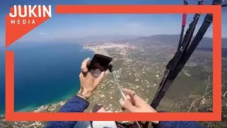 Guy Drops Phone While Paragliding [upl. by Akirdnas]