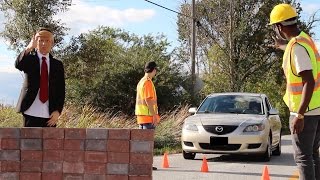 DONALD TRUMP WALL PRANK SECURITY COMES [upl. by Anerehs]