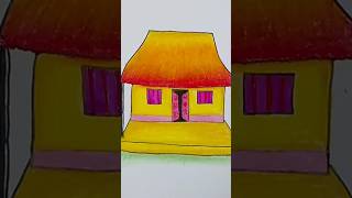 How to draw a Vellege house House drawing step by step house shorts shortsfeed [upl. by Eppillihp]