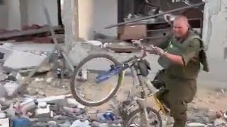 Soldati israeliani ridono sulle bici dei bambini di Gaza il video indigna il Web [upl. by Wehttan55]