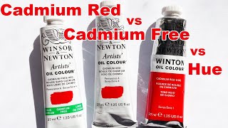 Winsor amp Newton Oil Paint Cadmium Red vs CadmiumFree vs Hue Comparison [upl. by Noivert]