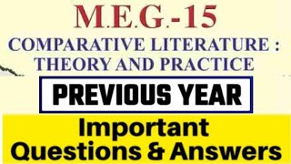 🔥 Comparative Literature Theory and practice MEG15 Most Important Previous year Question Paper [upl. by Ardnua]