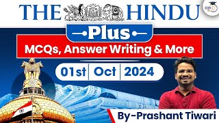 The Hindu Newspaper Analysis through Questions  01 Oct 2024  Daily Current Affairs  StudyIQ [upl. by Cirdnek493]