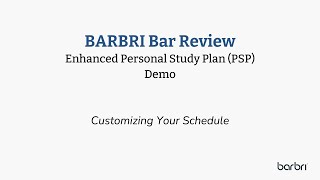 BARBRI  Personal Study Plan — Customize Schedule amp My Assignments [upl. by Briney]