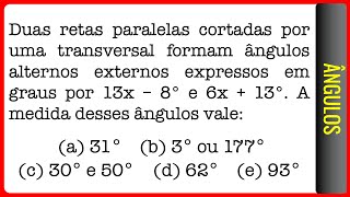 CEFET  Ângulos  Duas retas paralelas cortadas por uma transversal formam ângulos alternos [upl. by Adnilra]