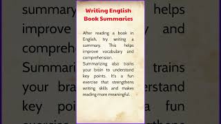 Writing English Book Summaries shortvideo shortsvideo english learnenglish [upl. by Kilmarx]