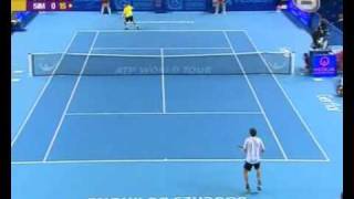 Unbelievable one handedbackhand winner by Grigor DimitrovAmazing rally against Simon [upl. by Ainessey81]