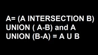 A A INTERSECTION B UNION  AB and A UNION BA  A U B [upl. by Eciralc]