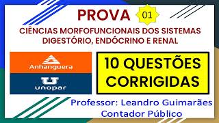 CIÊNCIAS MORFOFUNCIONAIS DOS SISTEMAS DIGE  10 QUESTÕES CORRIGIDAS DA UNOPAR  ANHANGUERA  PROVA 1 [upl. by Assiluj]