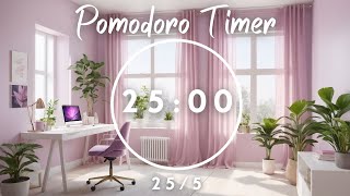 Pomodoro 255 Morning Study Timer  Asethetic Timer 25 Minute Timer  Pomodoro Station [upl. by Viviana516]