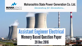 MahagencoAE EE Dec 2016 Memory Based Questions mahatranscoae mahavitaran electricalengineers [upl. by Charin]