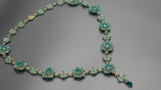 How to Bezel 8mm Chatons amp Bead a Necklace with Seed Beads and Bicones 8mmchatons beadedjewelry [upl. by Ellekcim569]