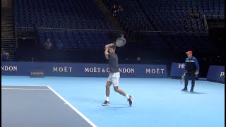 2018 ATP Finals Novak Djokovic Practice with Karen Khachanov [upl. by Kcirddet]