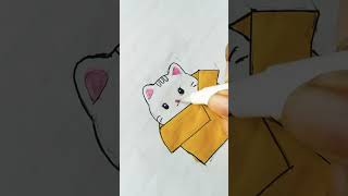 Cute cat in a box drawing 😄😍 watch till the end cute shorts [upl. by Mcknight]