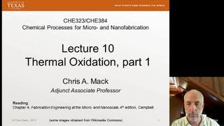 Lecture 10 CHE 323 Thermal Oxidation part 1 [upl. by Yoreel84]