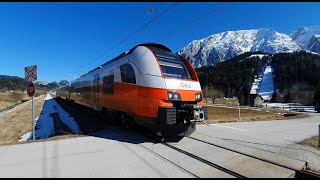 Skiflugschanze Kulm  Vorbeifahrt der CityjetGarnitur REX 3427 in Richtung AttnangPuchheim [upl. by Spearman]