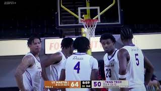 Tennessee Techs Diante Wood ejected after picking up 2nd technical foul vs TennesseeMartin [upl. by Eelrihs]