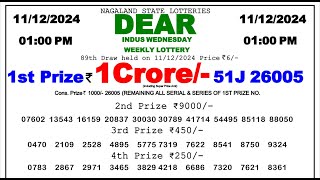 Dear Lottery Sambad Today 1pm 111224 Nagaland Lottery Result fax [upl. by Underwood]