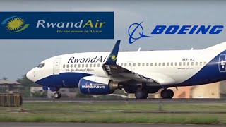 Rwandair Boeing 737 Taxi amp Take off from Libreville Airport to Kigali Airport [upl. by Bahe227]