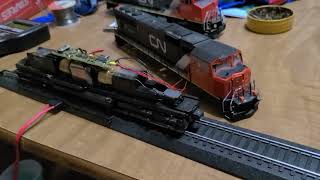 HO SCALE CN 5607 installed lights [upl. by Elset]