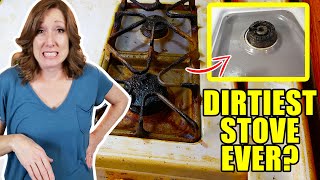 How to Clean Stove  Over a Decade of Grease Build Up Gone 💥 No Scrubbing [upl. by Annamaria]