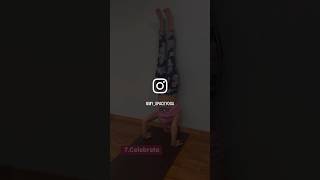 Tripod to headstand up against the wall student profile yogaathome yogamatters yogaforbeginners [upl. by Azmuh695]