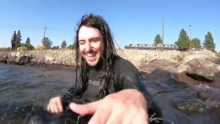 Boogie Boarding the Deschutes River in Bend Oregon with Buddies and Sage the Puppy Dog [upl. by Trebron]