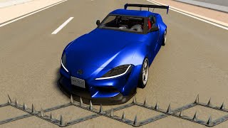 Spike Strip Pileup Car Crashes 2  BeamNG Drive [upl. by Odnesor]