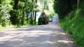 John Deere 730 pulls 3 hay wagons [upl. by Selassie]