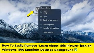 How To Easily Remove quotLearn About This Picturequot icon on Windows 1110 Spotlight Desktop Background ✅ [upl. by Ashwin]