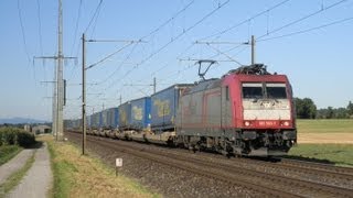 Crossrail BR 185 593 mit LKW Walter UKV in Hindelbank [upl. by Sinnelg]