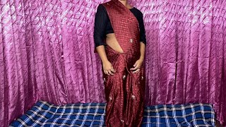 Black colour Cotton Print Saree Wearing with me  My Saree wearing Style  By Saree Queen [upl. by Yole]